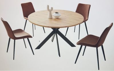 45” Mid Century Modern Round Dining Room Table (1 Table, 4 Chairs)