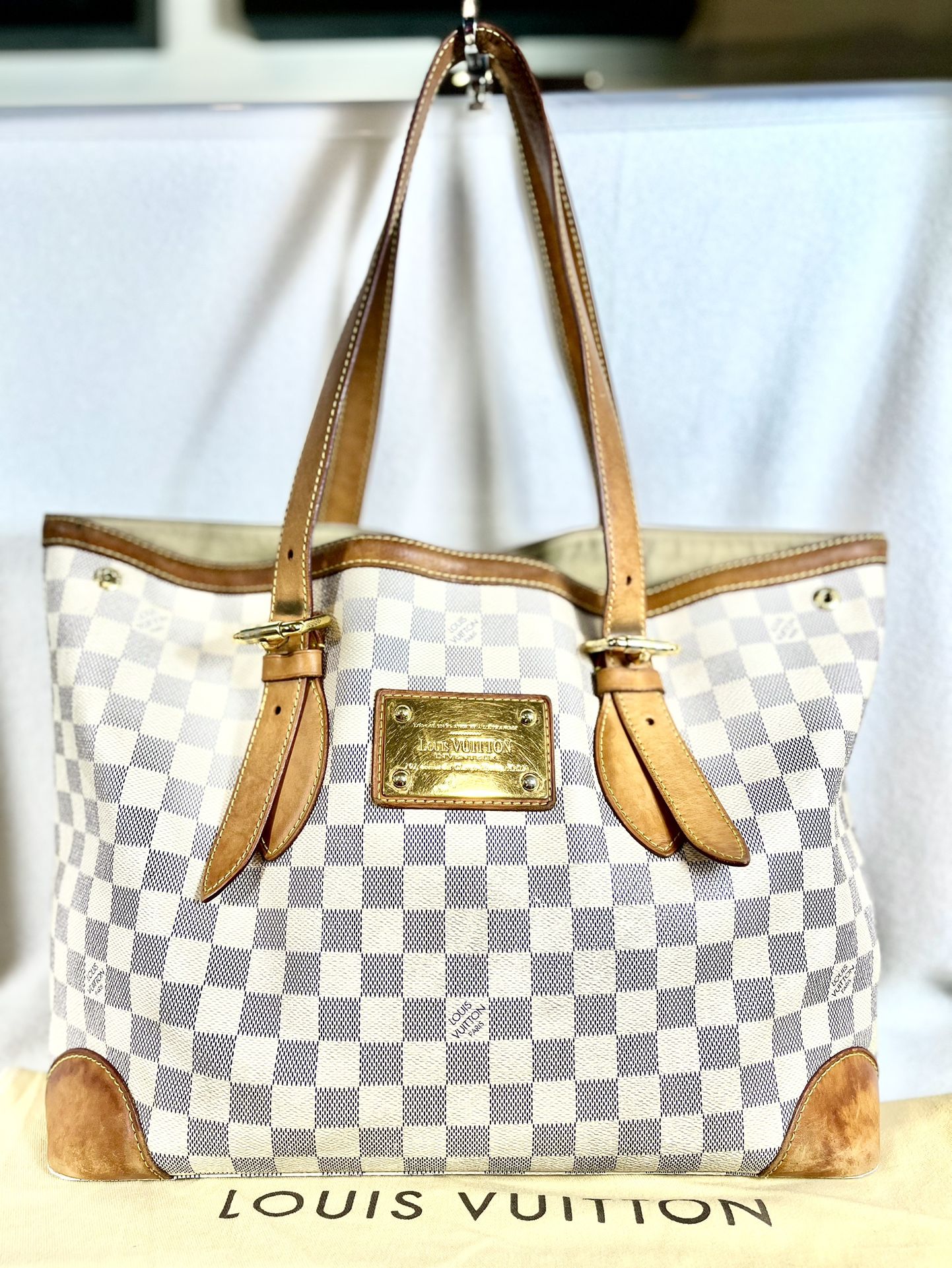 Authentic Louis Vuitton Tote Shoulder Hampstead MM Medium With Dust Bag