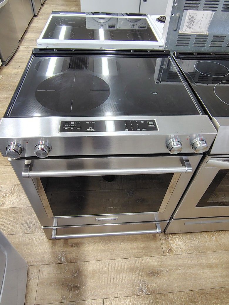 Kitchen-aid Stainless Steel Electric Stove With Convention Oven In Excellent Working Condition