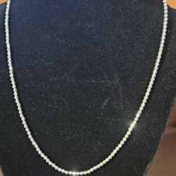 14K White Gold Beaded Chain