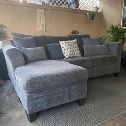 Comfy Gray Sofa Sectional w/ Reversible Chaise