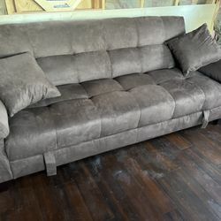 New Futon / Bed.  Grey, Brown Or Blue.  Free Delivery!