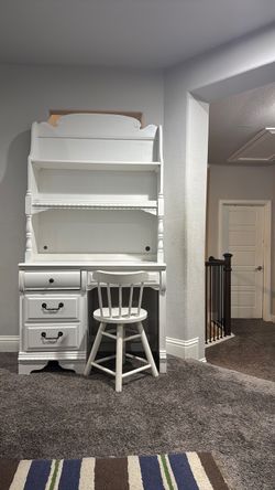 Desk + hutch and chair