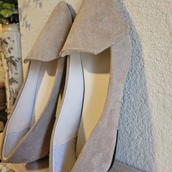Beige Suede Pointed Flats