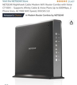 NETGEAR Nighthawk Cable Modem WiFi Router Combo with Voice C7100V