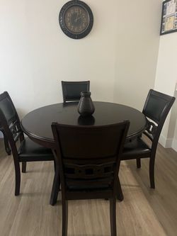 Wood dining table and chairs