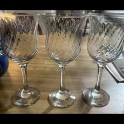Set of Three Vintage Ribbed Stem SPIEGELAU Wine Glasses
