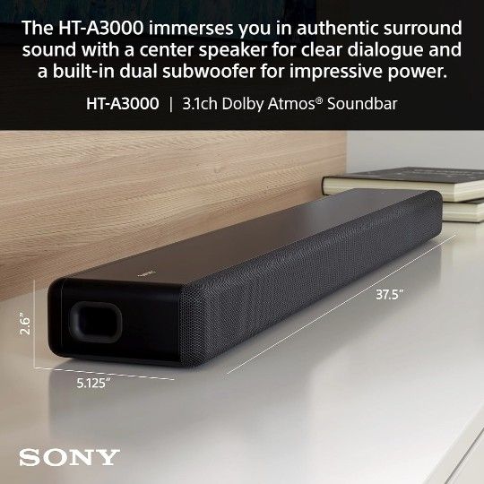 Sony HT A3000 Dolby Atmos TV Sound Bar with DTS:X, 360
