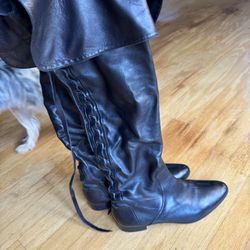 Vintage Miu Miu Leather Black Boots (Real)  Size 8