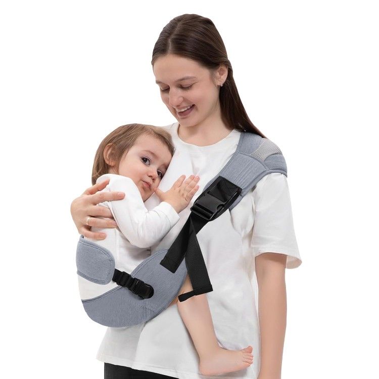  Adjustable Baby Carrier – Newborn to Toddler, Hands-Free Sling for 25–60 lbs (Gray)
