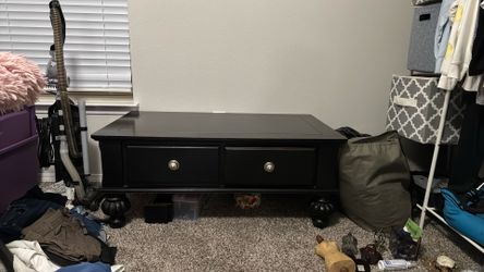 Large Black Wooden Tv Stand/coffee Table 