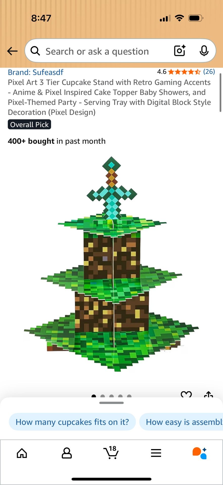 Minecraft Theme Cupcake Stand X2