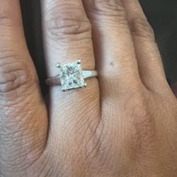 Princess Cut 1.56 Carat Solitaire Natural Diamond Wedding Engagement Ring 14k Gold. Absolutely Stunning Wedding Engagement Ring 