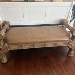 Brown Leather Bench 
