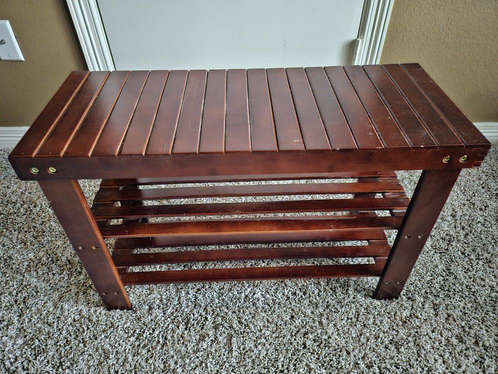 Bamboo Bench with Shelves