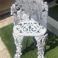 Vintage White Cast Iron Garden Chair