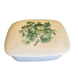 Haviland France Small Handpainted porcelain dish French lidded white green 5”