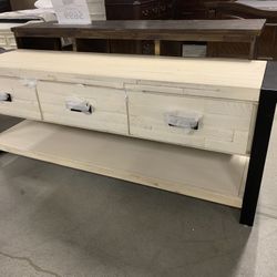 70” White Solid Wood TV Stand