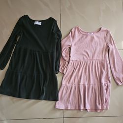 Pink And Dark Green Dresses From Old Navy