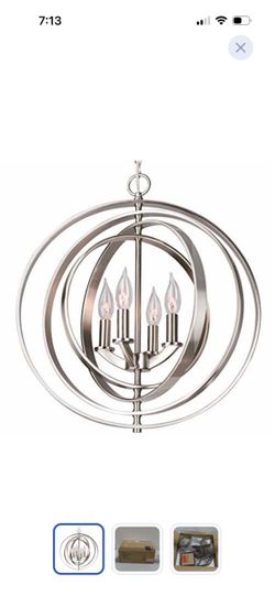 Brushed Nickel Orb Chandelier 4-Light Pendant