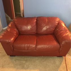 Real Red Leather Love Seat 