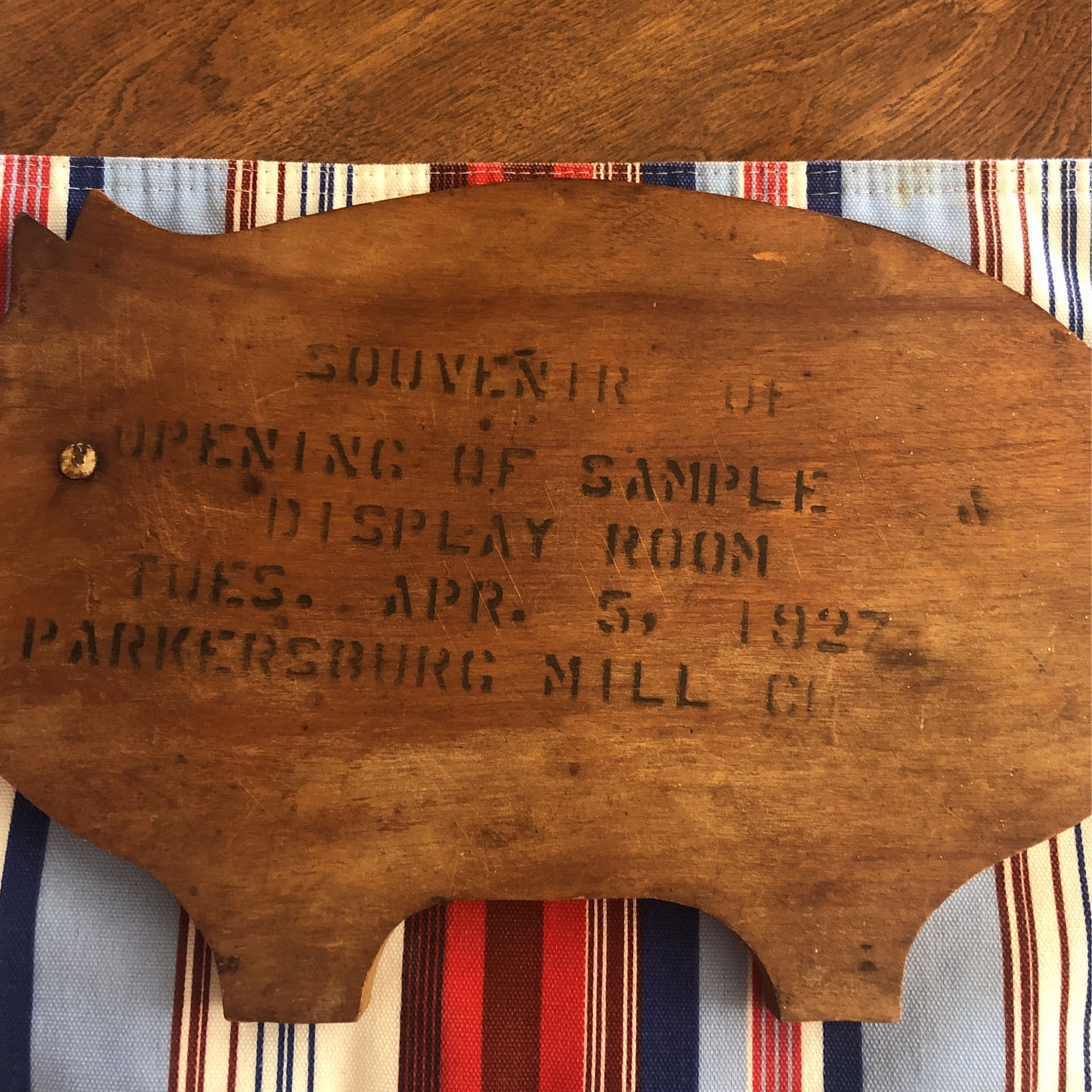 1927  Wood Pig /Parkersburg Mill Co $35