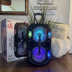 QFX Dual 10” Bluetooth rechargeable Party Speaker With Microphone And LED Lights 🔊🎤🎶