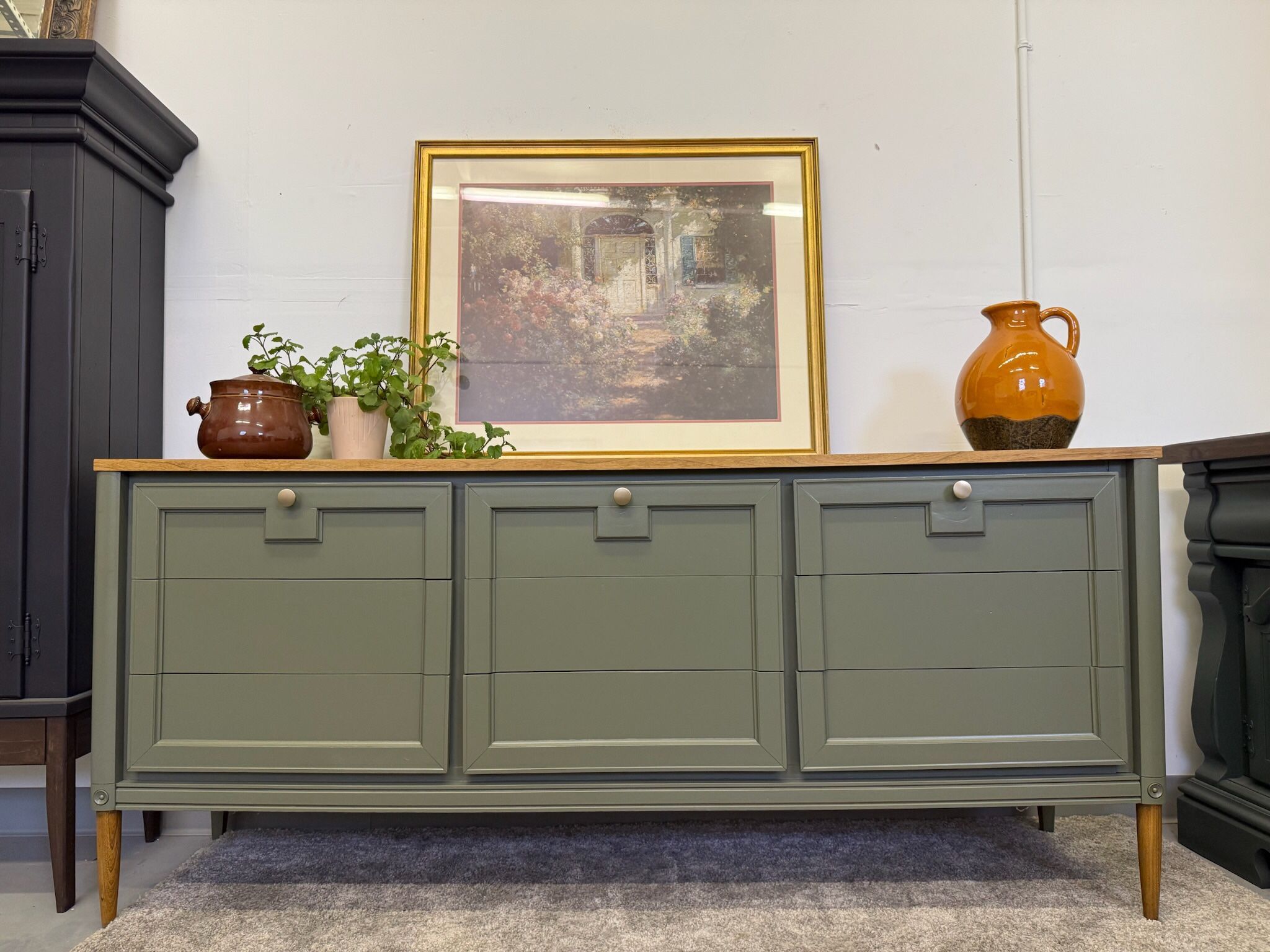 Sage Green MCM Large Dresser (Delivery Available)