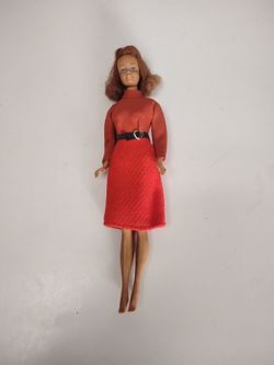 Vintage Old Barbie Fashion Doll in Red Dress