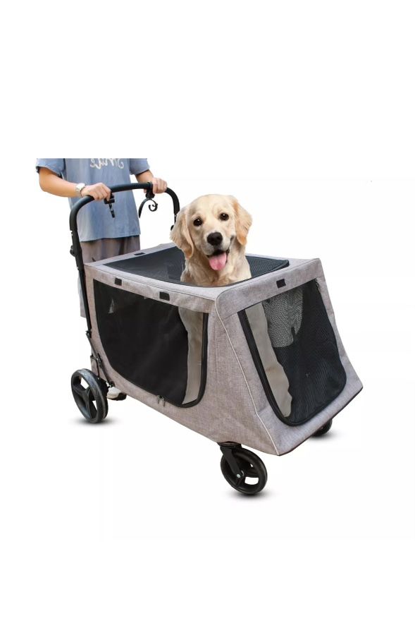 Dog Stroller for Extra Large Dogs, Pet Stroller for 2-3 Dogs Up to 200lbs, Dog Carriage Dog Wagon with Adjustable Handle,Travel Folding Carrier Animal