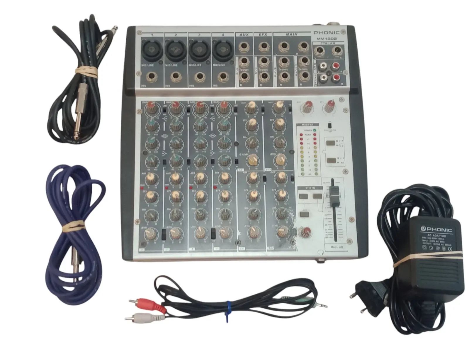Phonic MM1202 12-input Compact Serial Audio/Sound Mixer Works Needs Plug Adapter