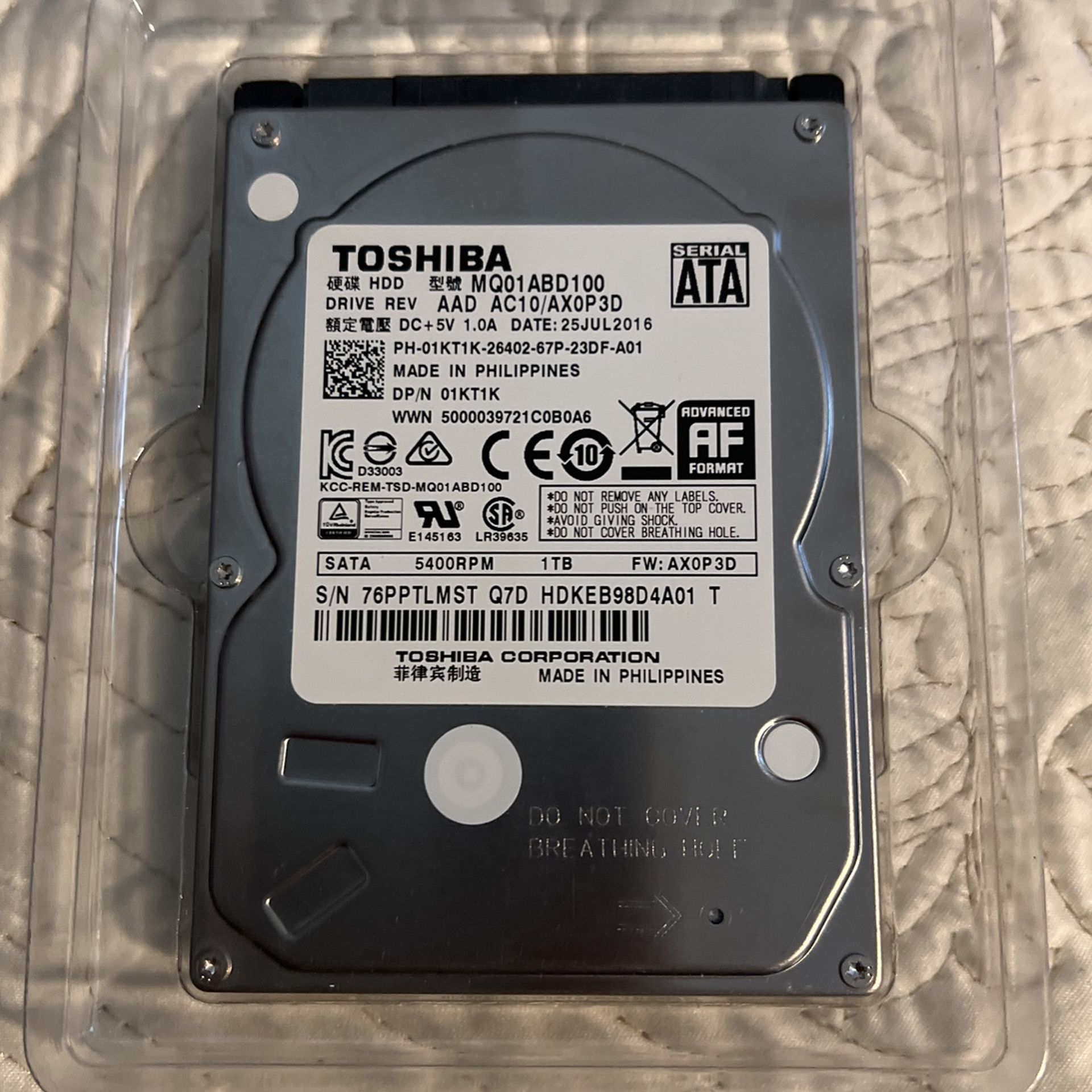 Toshiba 2.5 1Tb Laptop Hard Drive