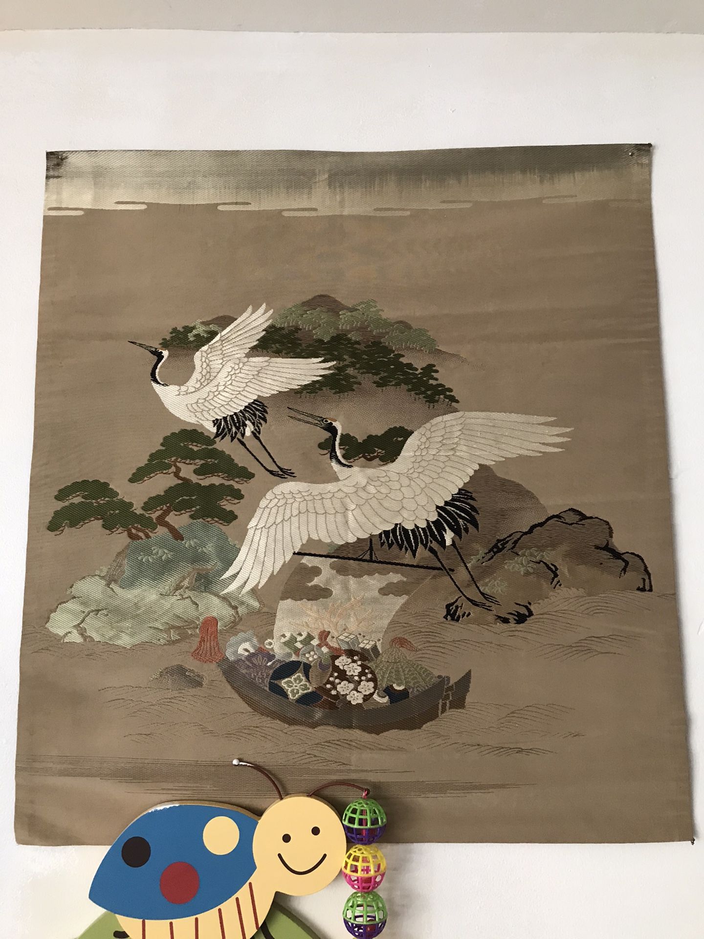 antique Chinese silk cloth 24” x26 inch