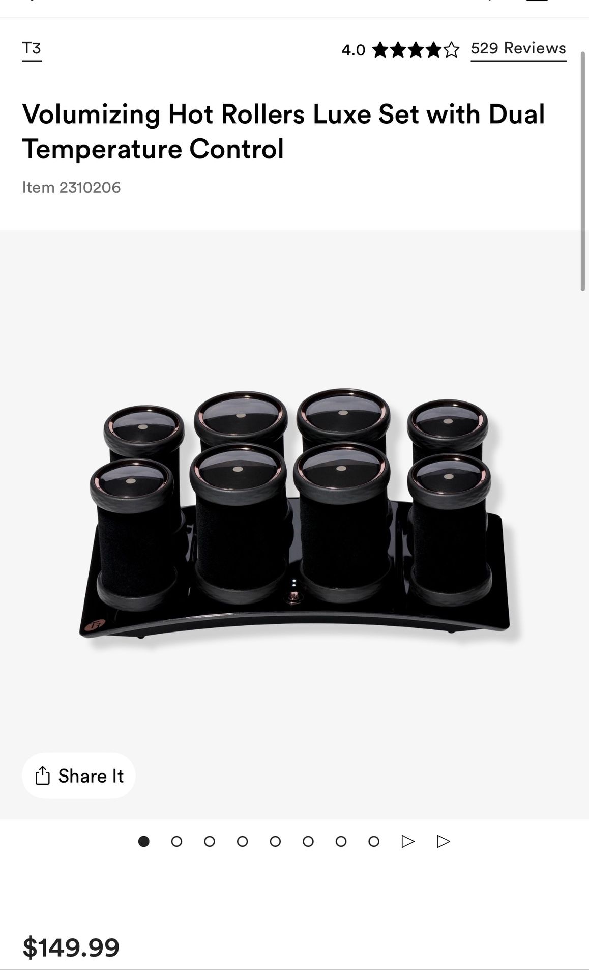 T3 - Volumizing Hot Rollers LUXE | Premium Hair Curler Set for Long Lasting Volume, Body & Shine | Set of 8-4 XL (1.75") & 4 Large (1.5”)