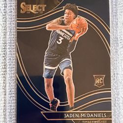 Jaden McDaniels Minnesota Timberwolves 2020-21 Panini Select Courtside Rookie Card!