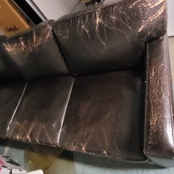Brown Faux Leather Couch Free $0