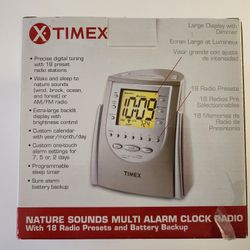 Timex T309T Nature Sounds AM/FM Radio Alarm Clock 6 Presets Wake Sleep Buzzer Boxed XLNT Condition