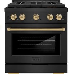 Zline 30” Gas Range In Black And Gold / Bronze