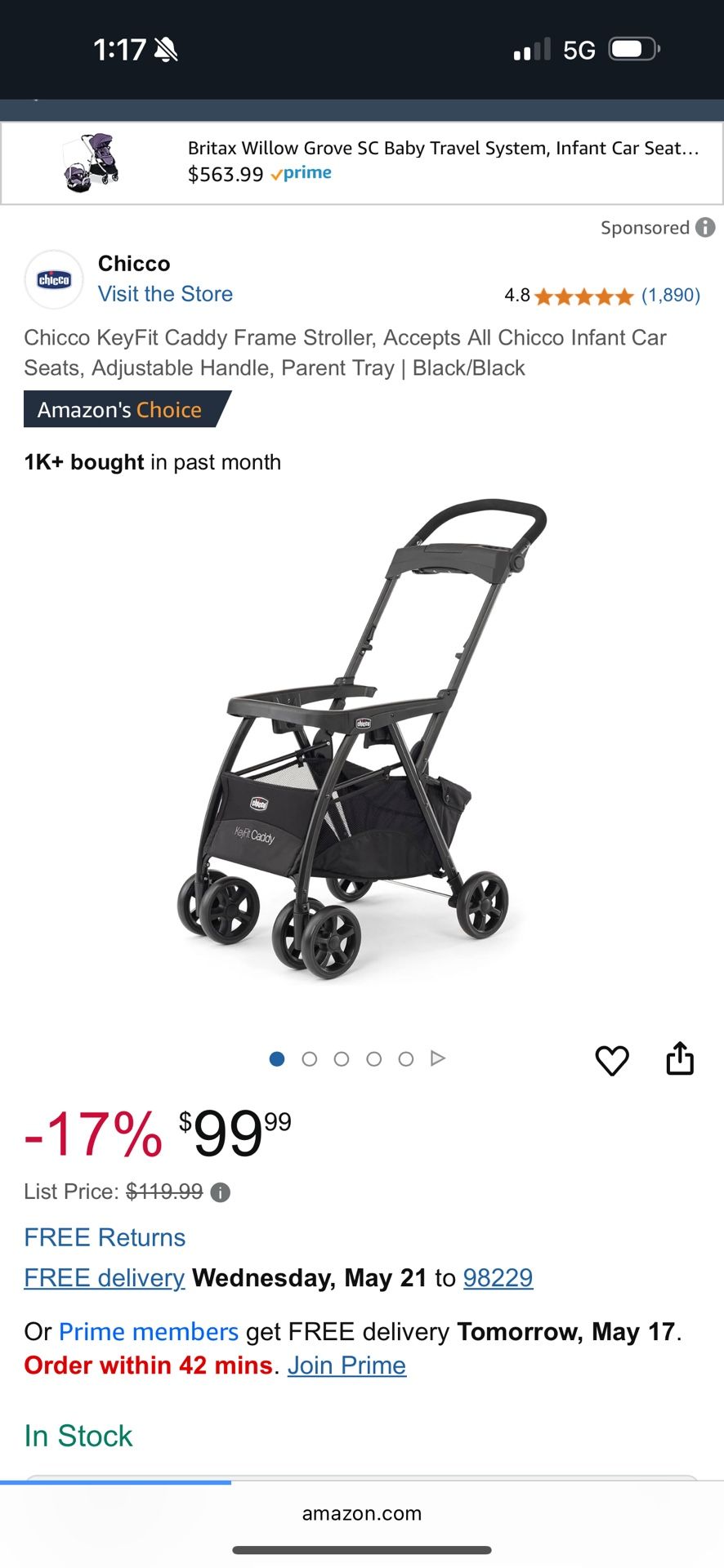 Chicco Keyfit Stroller Frame
