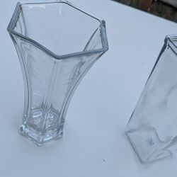 Two Thick Glass Vases - from a Wedding setting