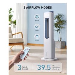 560 CFM 3-Speed Portable Evaporative Cooler and Fan for 220 sq. ft. 3-in-1 Functions Tower Fan