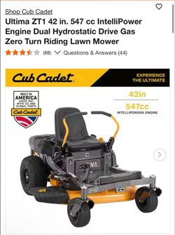 Cud  Cadet Ultima ZT1 42 in. 547 cc IntelliPower Engine Dual Hydrostatic Drive Gas Zero Turn Riding Lawn Mower