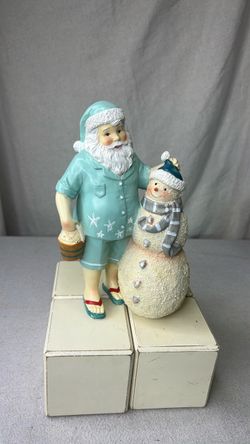 Christmas Coastal Nautical Santa Claus and Snowman Florida Figure
