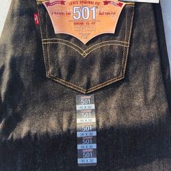 NWT Mens 501's Shrink To Fit Black Levi's 34 X 32