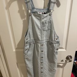 Levi's Tico Jumper Dress Coverall Overall Women Light Wash Denim Midi size XS