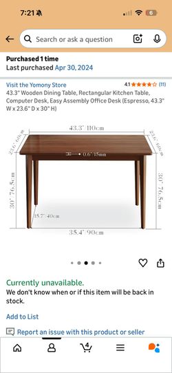 Dining table for Sale