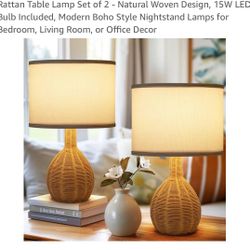 Rattan Table Lamp Set of 2 -