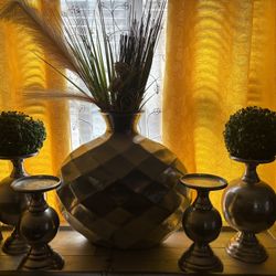 Metal Candle Holders & Vase