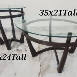 Modern Glass / Metal Frame Coffee & End Table