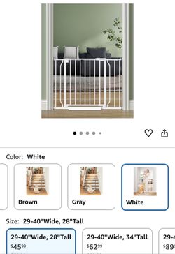 Baby Gate No Drilling, 29"-40" Auto Close Dog Gate Indoor for Doorways & Stairs, Pressure Mounted Adjustable Pet Gate, Easy Walk Through Child Gate fo
